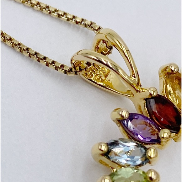 Vermeil Sterling Silver 925 Heart Multi Color Stones Pendant Necklace - Picture 8 of 12